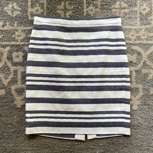 JCrew cream and blue striped pencil skirt